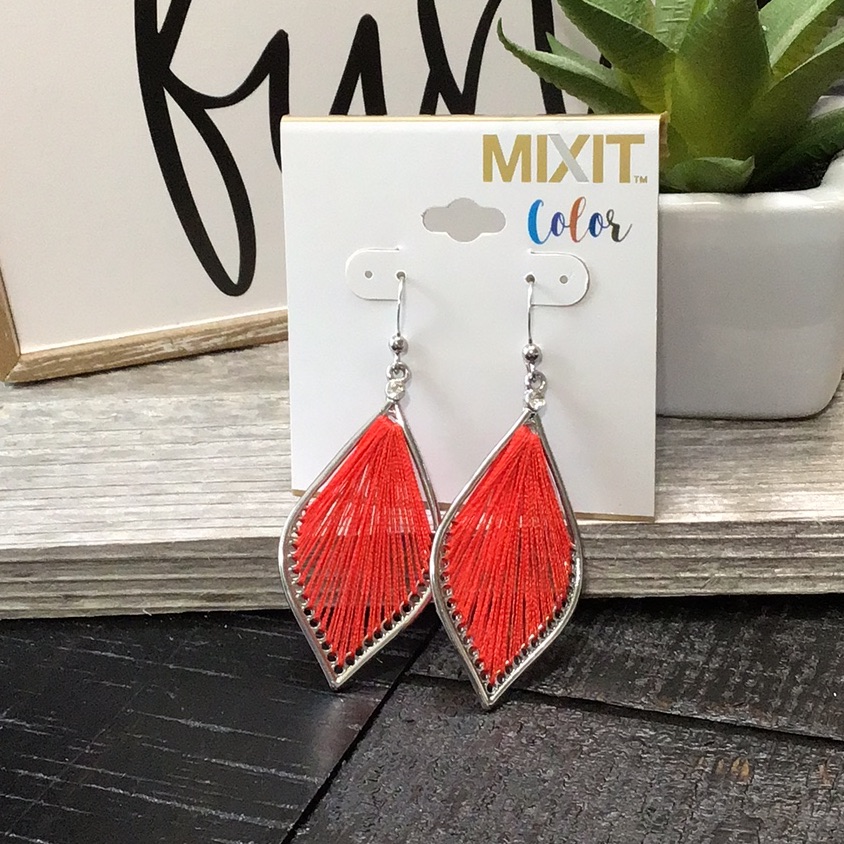 Nwt Jc Penney Mixit Red & Silver Tone Earrings!